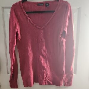 Pink Long Sleeve Ribbed Top